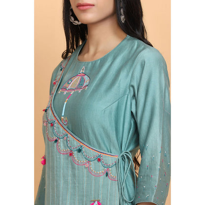 Arpita Sulakshana Blue Umbrella Kurta Pant with Dupatta (Set of 3)