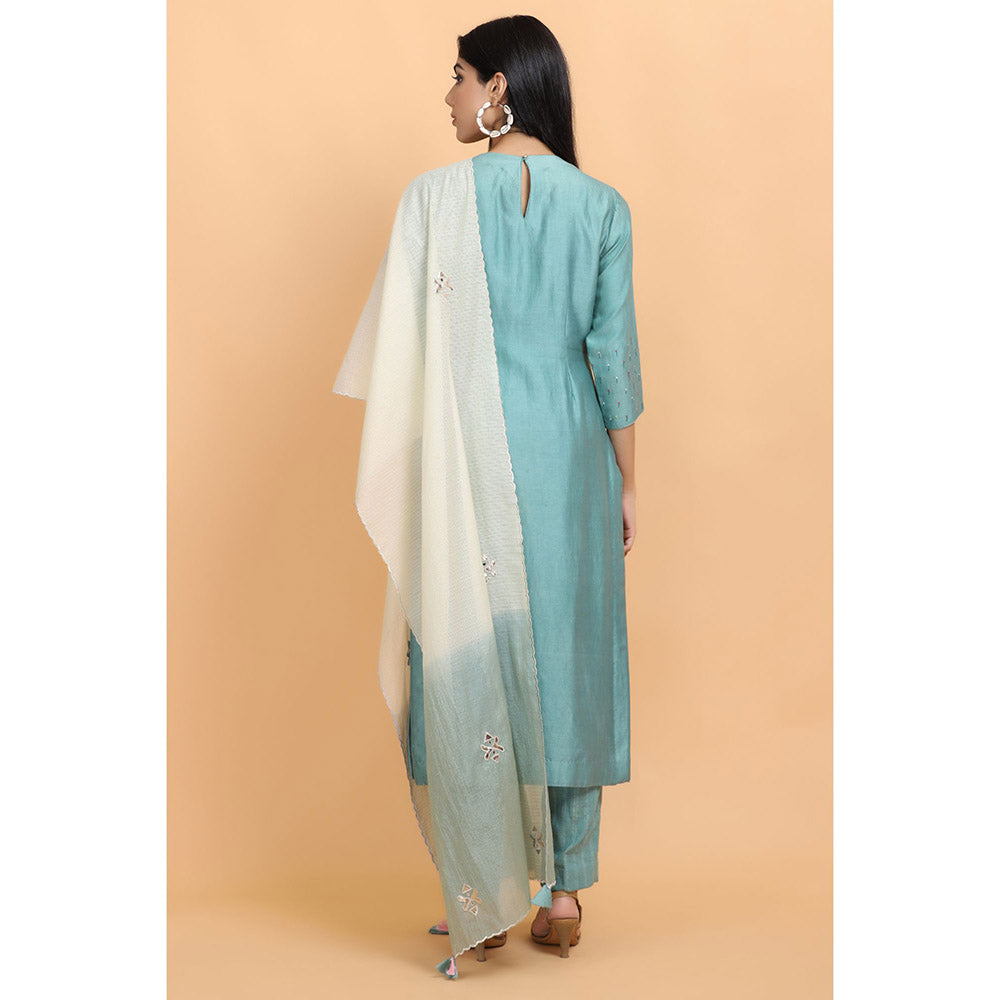 Arpita Sulakshana Blue Umbrella Kurta Pant with Dupatta (Set of 3)