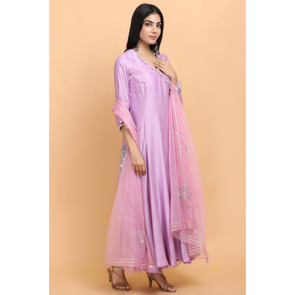 Arpita Sulakshana Lilac Angrakha Pant with Dupatta (Set of 3)