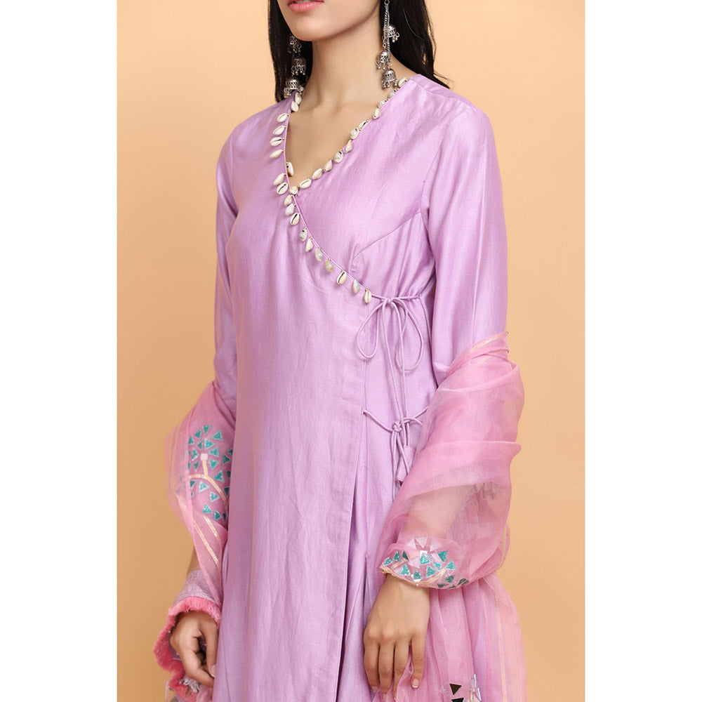 Arpita Sulakshana Lilac Angrakha Pant with Dupatta (Set of 3)