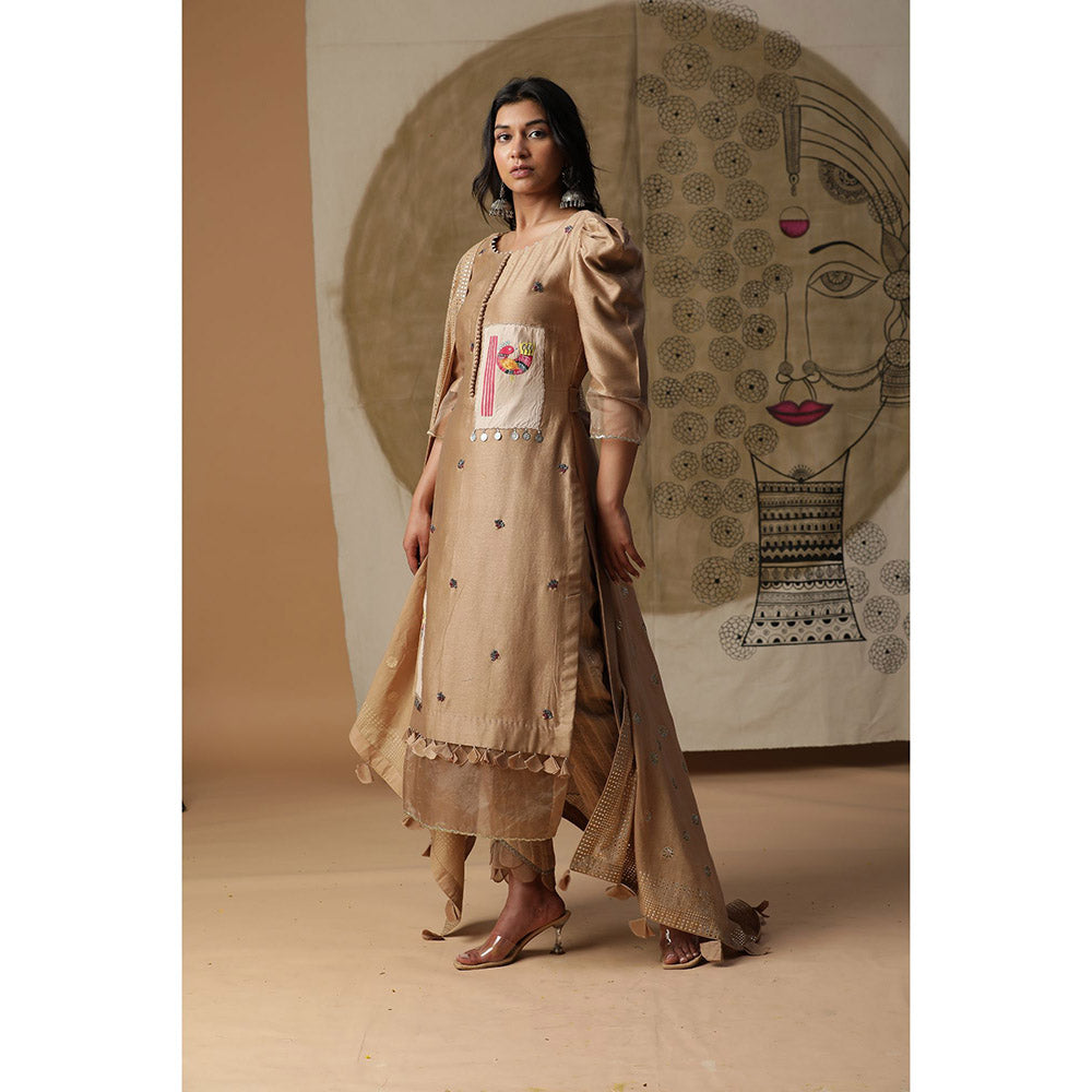 Arpita Sulakshana Beige Handpainted Suit (Set of 3)