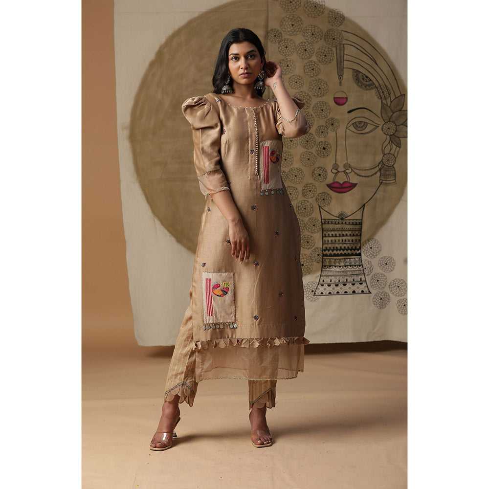 Arpita Sulakshana Beige Handpainted Suit (Set of 3)