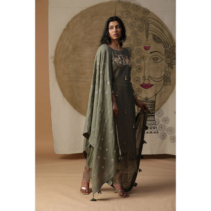 Arpita Sulakshana Olive Green Palki Suit (Set of 3)
