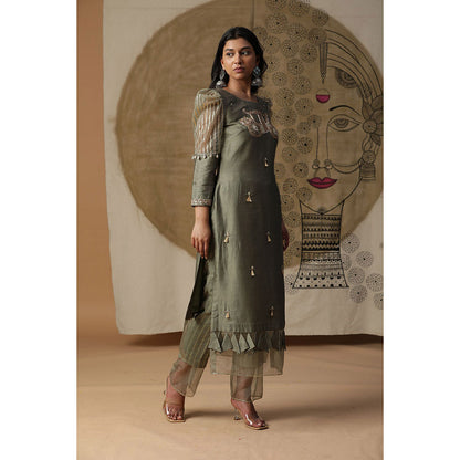 Arpita Sulakshana Olive Green Palki Suit (Set of 3)