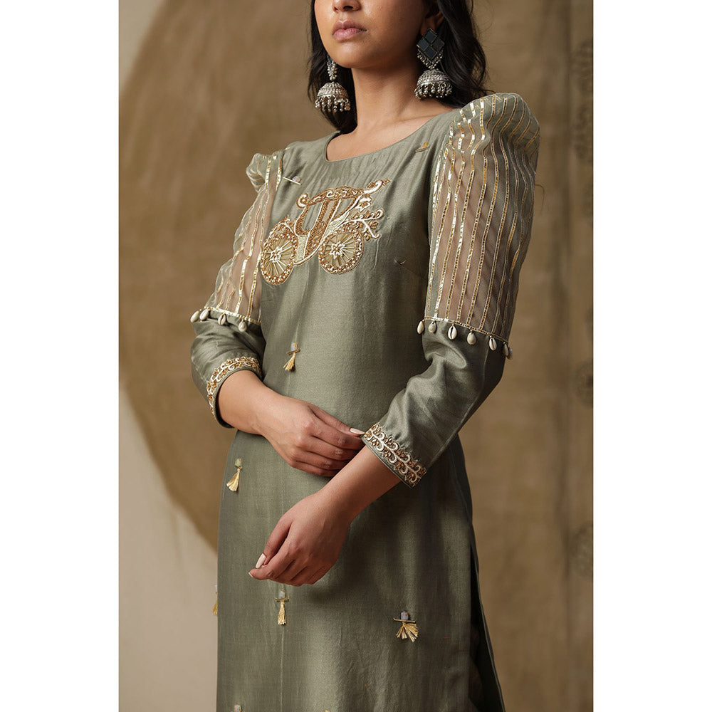 Arpita Sulakshana Olive Green Palki Suit (Set of 3)