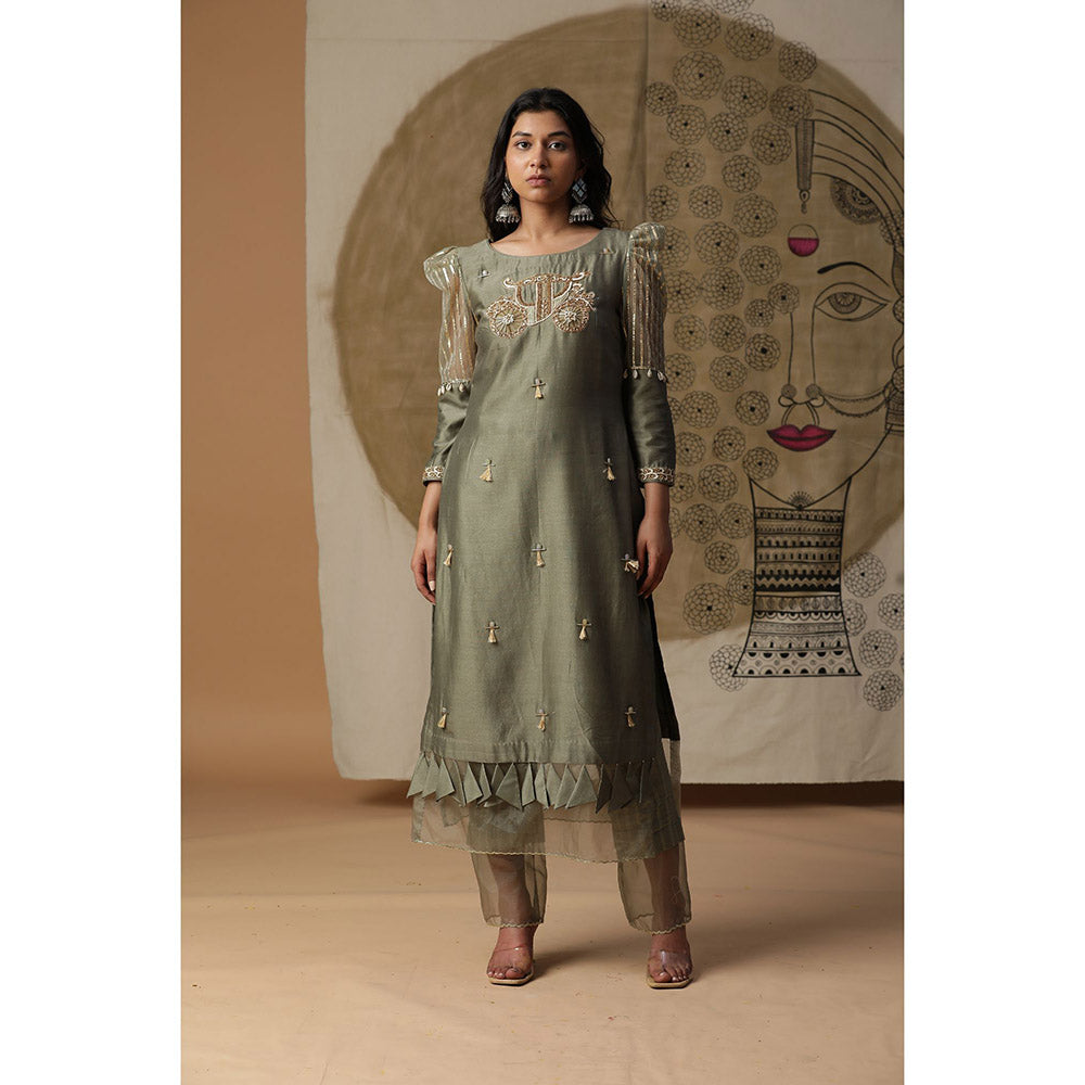 Arpita Sulakshana Olive Green Palki Suit (Set of 3)