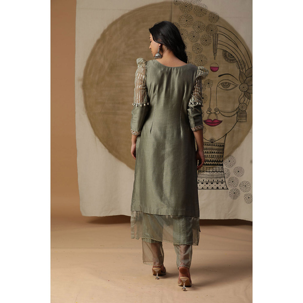 Arpita Sulakshana Olive Green Palki Suit (Set of 3)