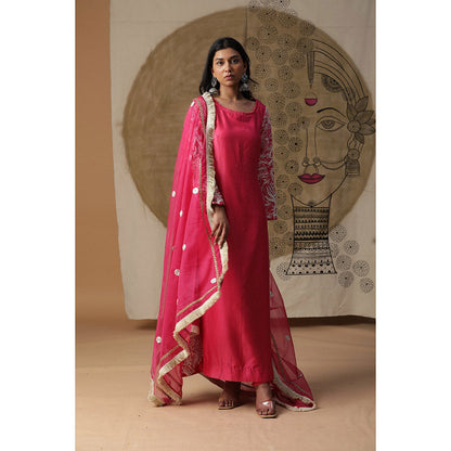 Arpita Sulakshana Red A Line Kurta Pant with Dupatta (Set of 3)