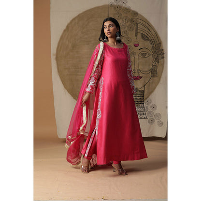 Arpita Sulakshana Red A Line Kurta Pant with Dupatta (Set of 3)