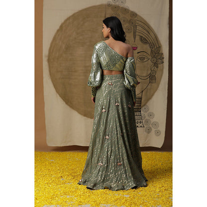 Arpita Sulakshana Olive Blouse Lehenga with Dupatta (Set of 3)