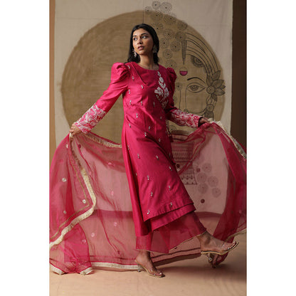 Arpita Sulakshana Pink Kurta Palazzo with Dupatta (Set of 3)