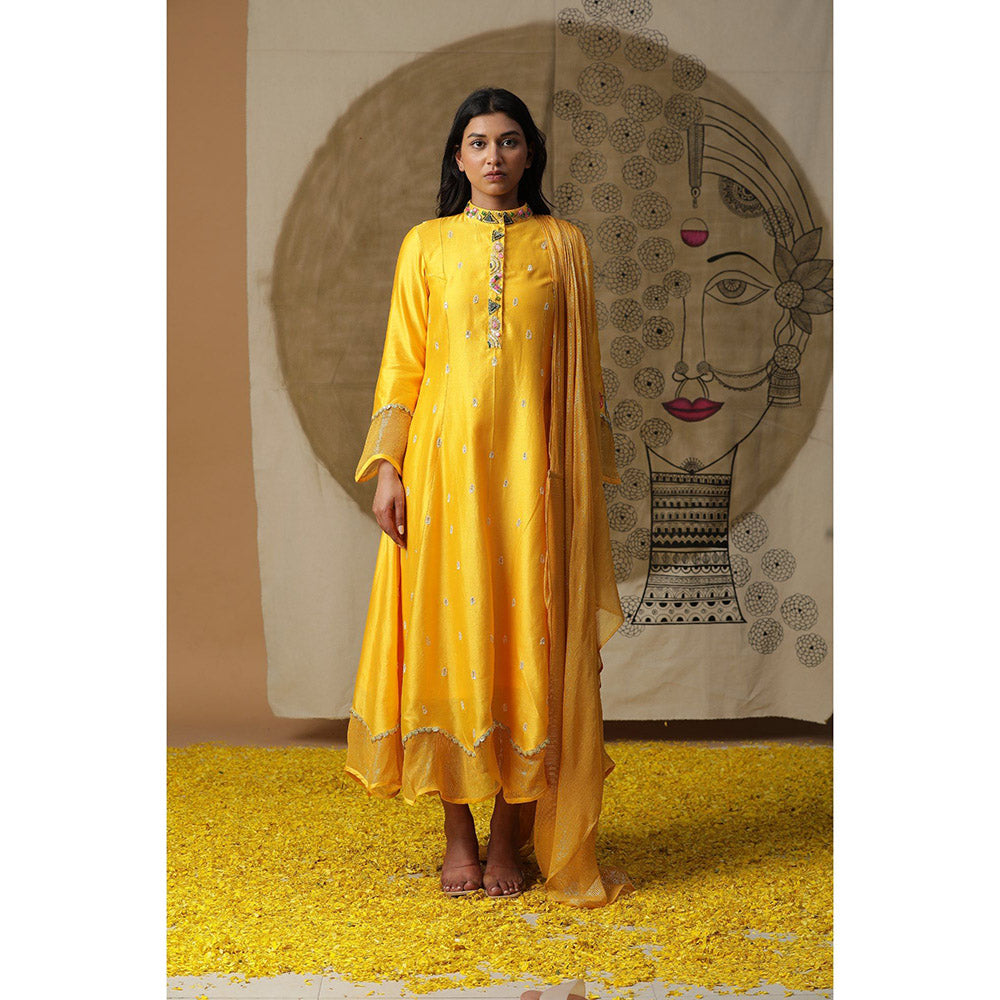 Arpita Sulakshana Yellow Cowl Drape Maxi Dress