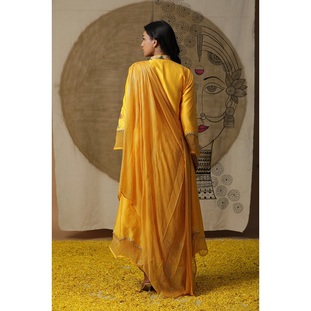 Arpita Sulakshana Yellow Cowl Drape Maxi Dress