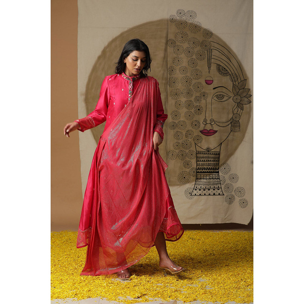 Arpita Sulakshana Dusty Red Cowl Drape Maxi