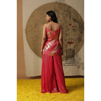 Arpita Sulakshana Red Contemporary Kurta Palazzo with Cape (Set of 3)