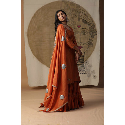 Arpita Sulakshana Burnt Orange Gotta Kurta Sharara with Dupatta (Set of 3)