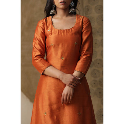 Arpita Sulakshana Burnt Orange Gotta Kurta Sharara with Dupatta (Set of 3)
