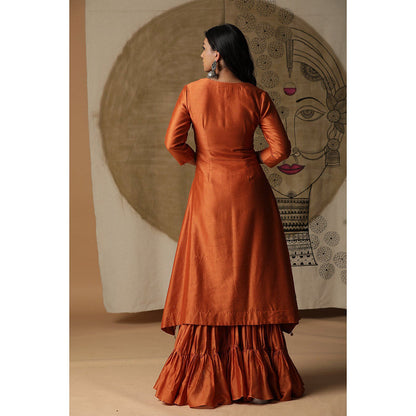 Arpita Sulakshana Burnt Orange Gotta Kurta Sharara with Dupatta (Set of 3)