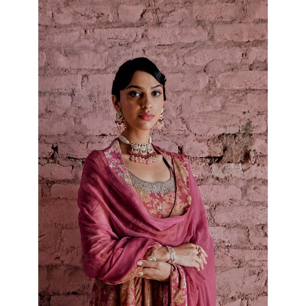 Karaj Jaipur Royal Rose Anarkali (Set of 3)