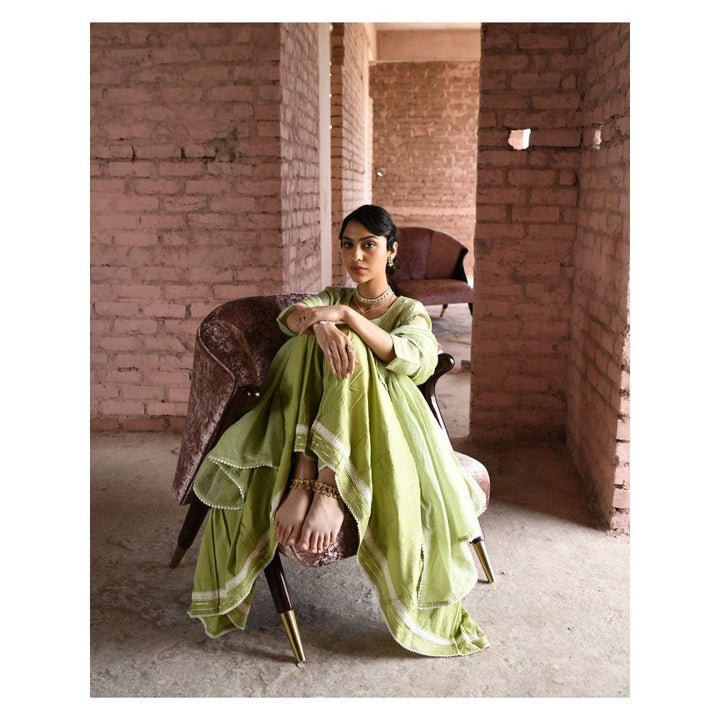 Karaj Jaipur Zara Green Sharara (Set of 3)