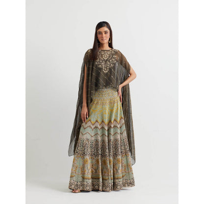 KAVITA BHARTIA Embroidered Cape with Skirt in Multi Color (Set of 2)