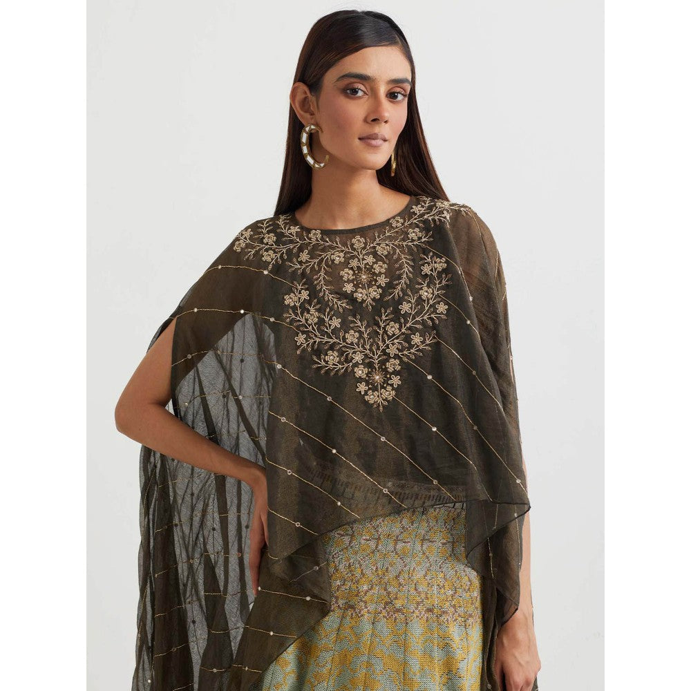 KAVITA BHARTIA Embroidered Cape with Skirt in Multi Color (Set of 2)