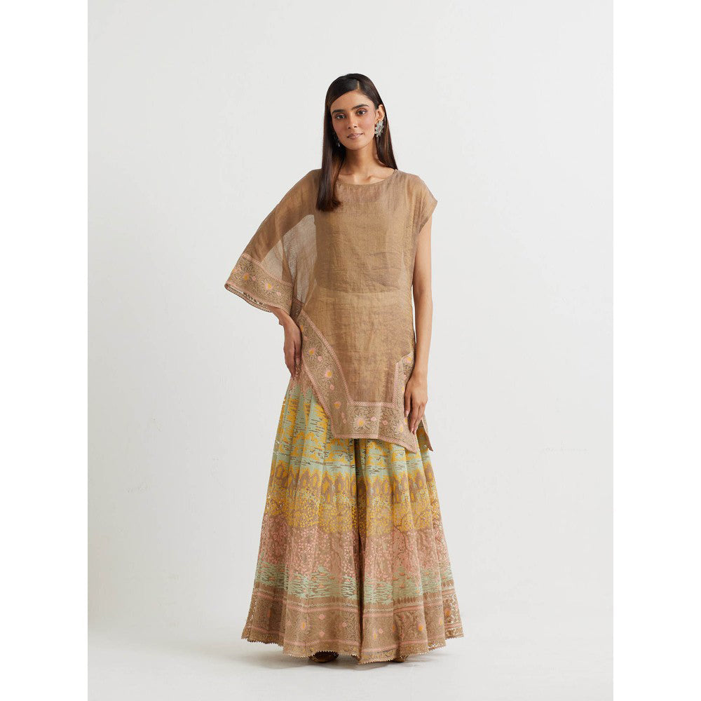 KAVITA BHARTIA Floral Cape with Sharara in Multi-Color (Set of 3)