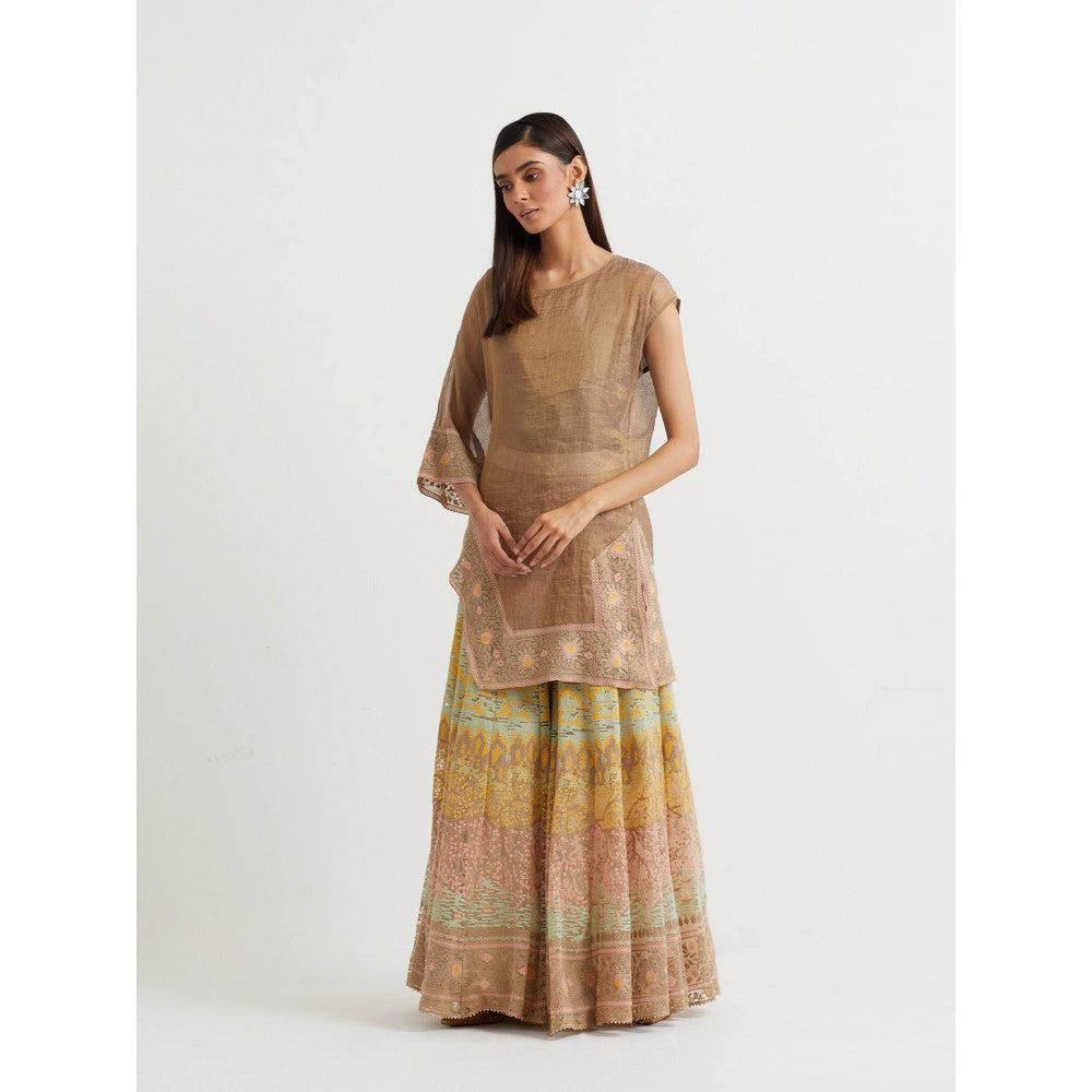 KAVITA BHARTIA Floral Cape with Sharara in Multi-Color (Set of 3)