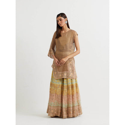 KAVITA BHARTIA Floral Cape with Sharara in Multi-Color (Set of 3)