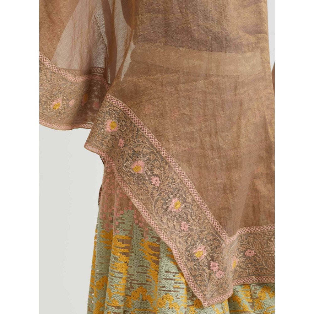 KAVITA BHARTIA Floral Cape with Sharara in Multi-Color (Set of 3)