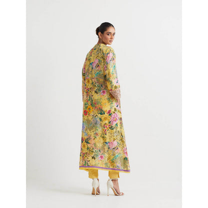 KAVITA BHARTIA Floral Kurta with Pant in Yellow (Set of 2)