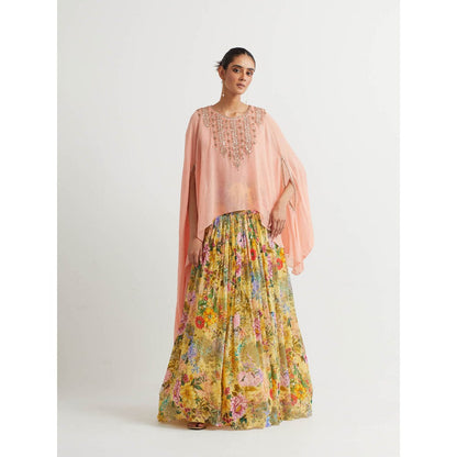 KAVITA BHARTIA Cape with Floral Skirt in Multi-Color (Set of 2)