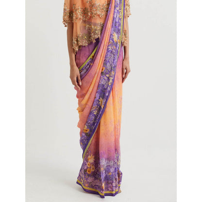 KAVITA BHARTIA Floral Saree with Cape in Multi-Color