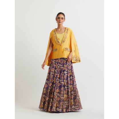 KAVITA BHARTIA Jacket with Floral Skirt in Multi-Color (Set of 3)