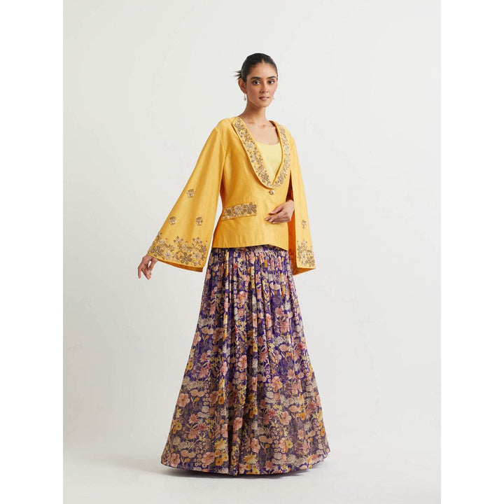 KAVITA BHARTIA Jacket with Floral Skirt in Multi-Color (Set of 3)