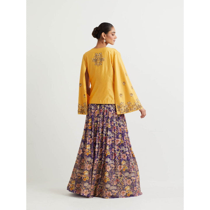 KAVITA BHARTIA Jacket with Floral Skirt in Multi-Color (Set of 3)