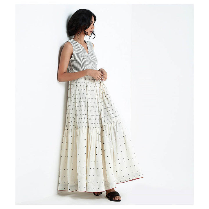 Khara Kapas White Monsoon Lyre Dress