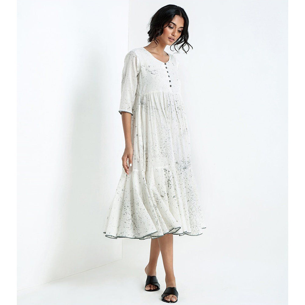 Khara Kapas White Puddle Splash Dress