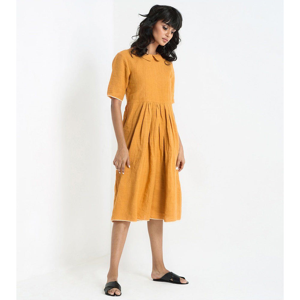 Khara Kapas Mustard Candlelight Dress