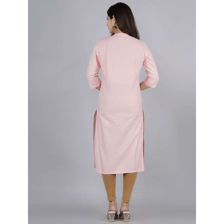 Kipek Womens Solid Cotton Fabric Kurta Light Pink Color