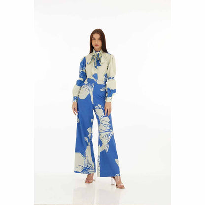 KoAi Blue and White Floral Pants