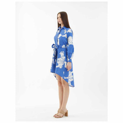 KoAi Blue and White Floral Shirt Dress (Set of 2)