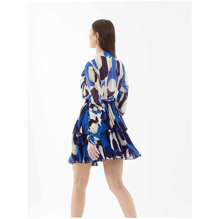KoAi Blue and White Abstract Short Skirt