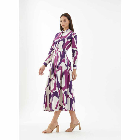 KoAi Purple, Pink and White Abstract Shirt