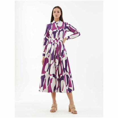 KoAi Purple, Pink and White Abstract Skirt