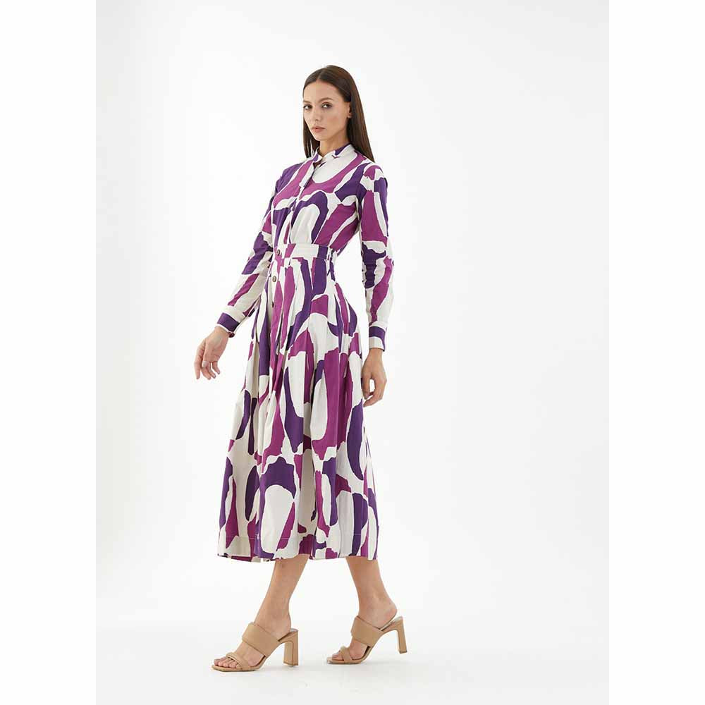 KoAi Purple, Pink and White Abstract Skirt