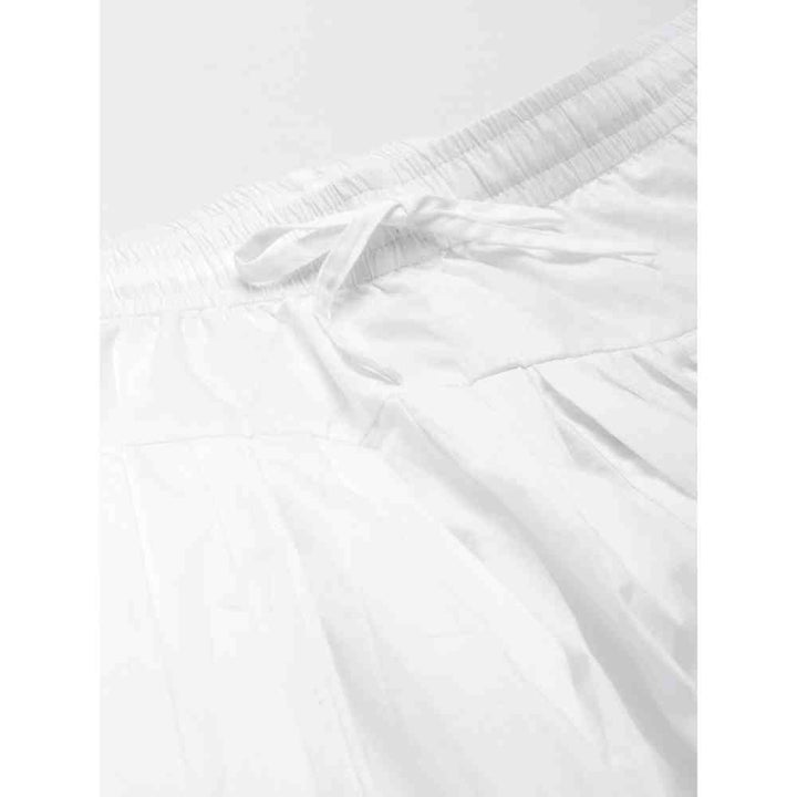 Laado White Solid Lace Pintucks Pure Cotton Salwar
