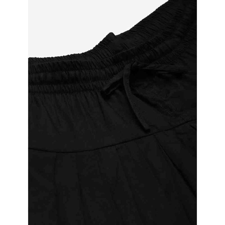 Laado Black Solid Lace Pintucks Pure Cotton Salwar