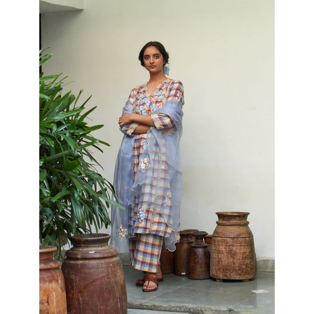 Label Earthen Multi Color Kurta & Pant with Dupatta (Set of 3)