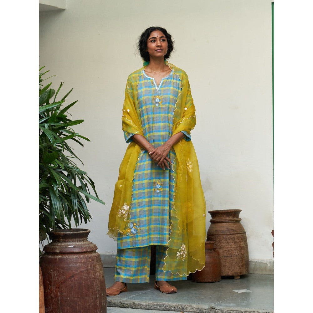 Label Earthen Yellow Kurta & Pant with Dupatta (Set of 3)